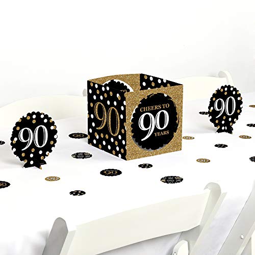 Product Cover Big Dot of Happiness Adult 90th Birthday - Gold - Birthday Party Centerpiece & Table Decoration Kit