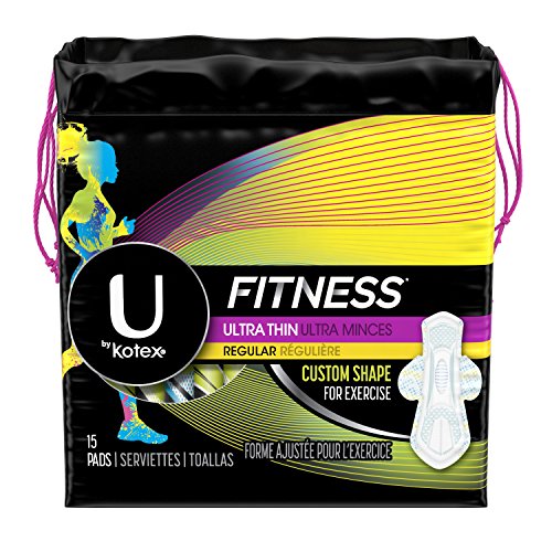 Product Cover U by Kotex Fitness Ultra Thin Pads with Wings, Regular Absorbency, Fragrance-Free Pads, 15 Count