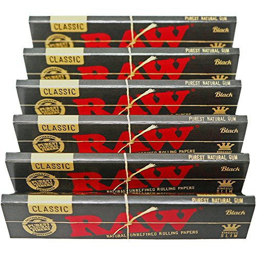 Product Cover RAW Black Classic Natural Unrefined Rolling Papers - Ultra Thin - 110mm King Size Slim - (6)