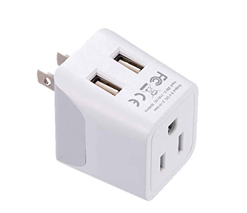 Product Cover Ceptics CTU-6 USA to Japan, Philippines Travel Adapter Plug with Dual USB - Type A - Ultra Compact