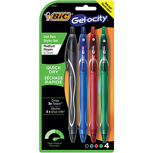 Product Cover BIC Gel-ocity Quick Dry Retractable Gel Pen, 4 Count, Assorted