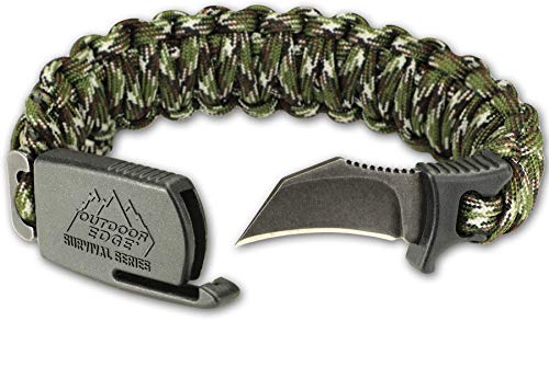 Product Cover Outdoor Edge ParaClaw Camo Large, PCC-90C, Paracord Survival Bracelet with 1.5 Inch Knife Blade, Camo, Large Size