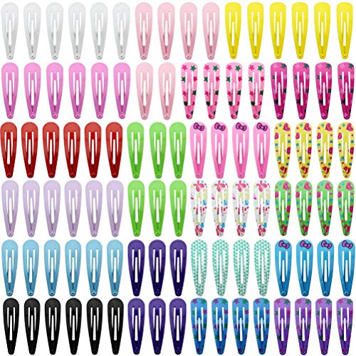Product Cover 100pcs 2 Inch Snap Hair Clips No Slip Metal Hair Clip Barrettes for Girls Toddlers Kids Women Accessories 50 Pairs (Assorted)