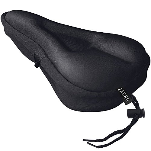 Product Cover Zacro Gel Bike Seat Cover- Extra Soft Gel Bicycle Seat Cushion - Bike Saddle Cushion with Water&Dust Resistant Cover (Black)