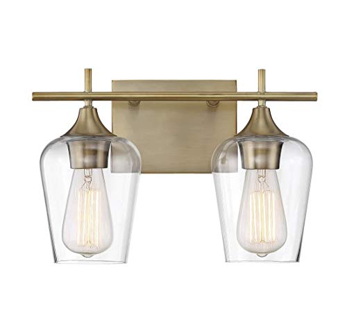 Product Cover Savoy House 8-4030-2-322 Octave 2-Light Bathroom Vanity Light in a Warm Brass Finish with Clear Glass (14