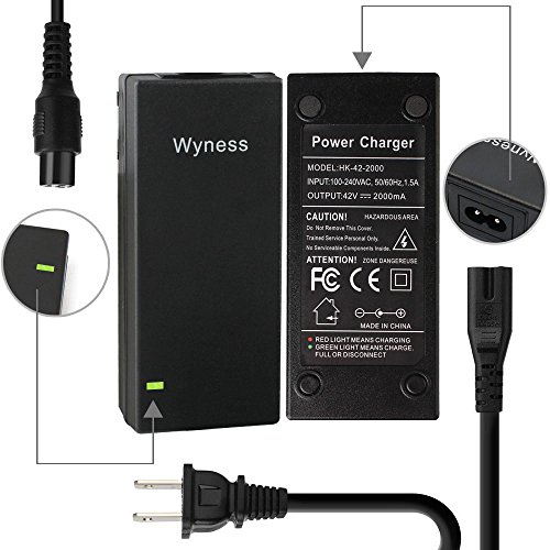 Product Cover Wyness 42V 2A Battery Charger 100-240V 50/60Hz Power Supply Adapter 3-Pron Connector for Pocket Mod,Dirt Quad,and Sports Mod 0.31 inch Plug