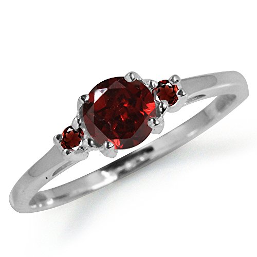 Product Cover Silvershake Petite Natural Garnet White Gold Plated 925 Sterling Silver Promise Ring