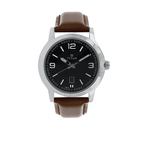 Product Cover Titan Neo Men's Designer Watch - Quartz, Water Resistant, Leather Strap - Brown Band and Black Dial
