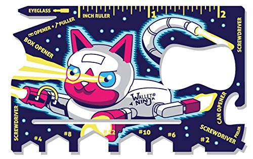 Product Cover Wallet Ninja PETS: (Space Puppy, Robot Kitty): 18 in 1 Credit Card Sized Multitool - #1 Best Selling in the World (Robot Kitty)