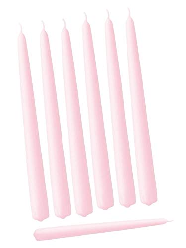 Product Cover D'light Online Elegant Taper Premium Quality Candles, Hand-Dipped, Dripless and Smokeles - Set of 12 Individually Wrapped (10 inch, Pink)