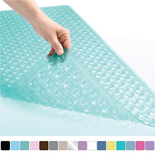 Product Cover Gorilla Grip Original Patented Bath, Shower, Tub Mat, 35x16, Machine Washable, Antibacterial, BPA, Latex, Phthalate Free, Bathtub Mats with Drain Holes and Suction Cups, XL Size Bathroom Mats, Green
