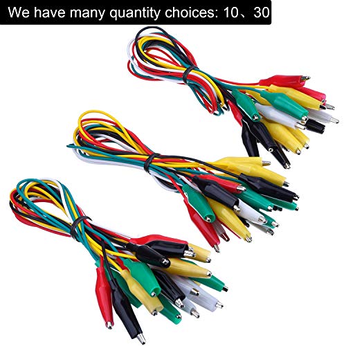 Product Cover 30 Pieces Test Leads with Alligator Clips Set Insulated Test Cable Double-ended Clips, 19.7 Inch (30 Pieces)