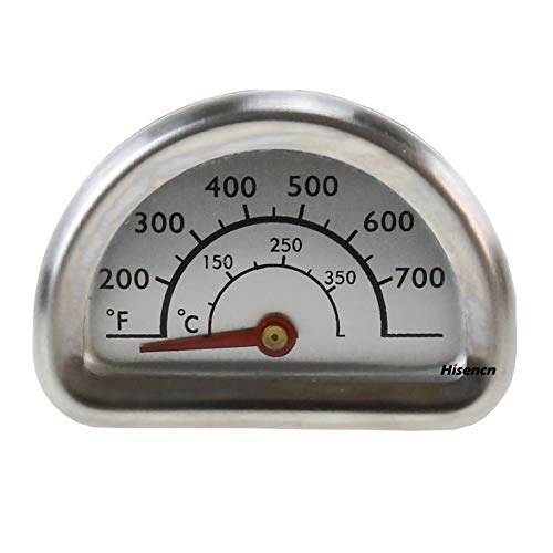 Product Cover Hisencn G351-0076-W1 Temp Gauge, Thermometer, Heat Indicator Replacement for Charbroil and Kenmore Gas Grill Models Stainless Steel Temperature Gauge T00473 1PK Repair Parts