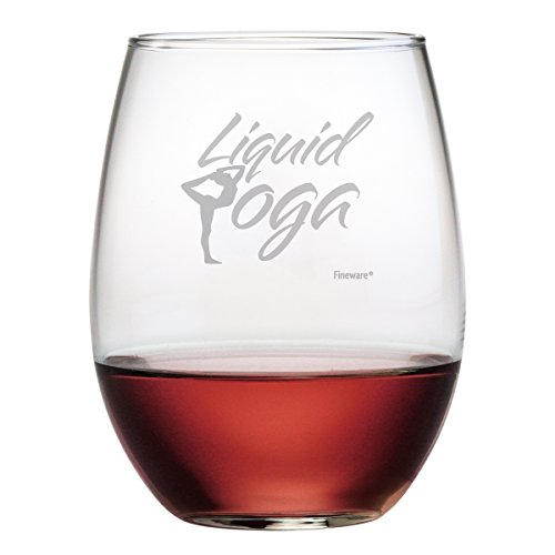 Product Cover Fineware Liquid Yoga Wine Glass - Funny 15 oz Stemless Wine Glass for Yoga Lovers