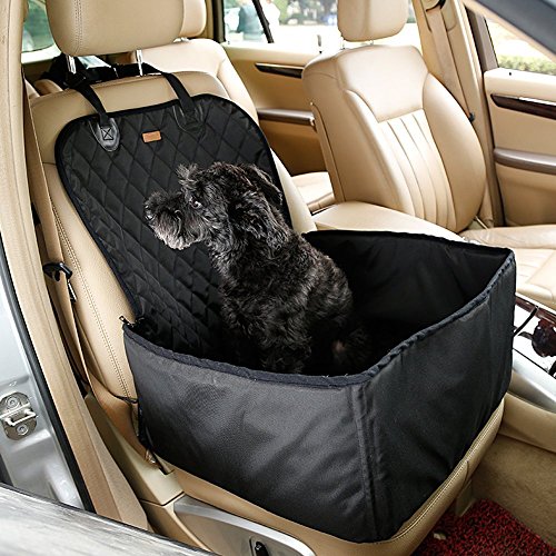 Product Cover 2-In-1 Waterproof Dog Booster Seats & Front Seat Covers for Vehicles Washable Pet Cat Car Mat - Black