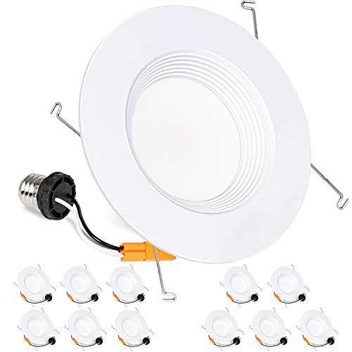 Product Cover Hykolity 12 Pack 5/6 Inch LED Recessed Downlight, Baffle Trim, CRI90, 12W=100W, 1000lm, Dimmable, 3000K Warm White LED Recessed Lights, Damp Rated, ETL Listed