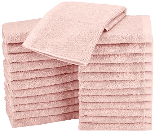 Product Cover AmazonBasics Washcloth Face Towels, Pack of 24, Petal Pink