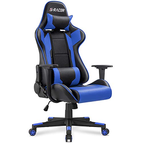 Product Cover Homall Gaming Chair Office Chair High Back Computer Chair PU Leather Desk Chair PC Racing Executive Ergonomic Adjustable Swivel Task Chair with Headrest and Lumbar Support (Blue)