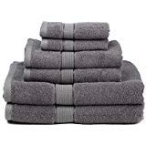 Product Cover Premium Bamboo Cotton 6 Piece Towel Set (2 Bath Towels, 2 Hand Towels and 2 Washcloths) - Natural, Ultra Absorbent and Eco-Friendly (Coal)