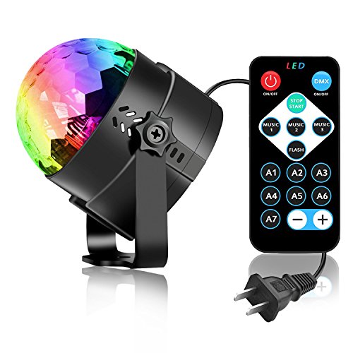 Product Cover Party Lights Disco Light, Spriak Sound Activated Dj Stage Strobe Light, 7 Colors with Remote Control Disco Ball Lamps for Birthday Dance Home KTV Christmas Halloween Parties