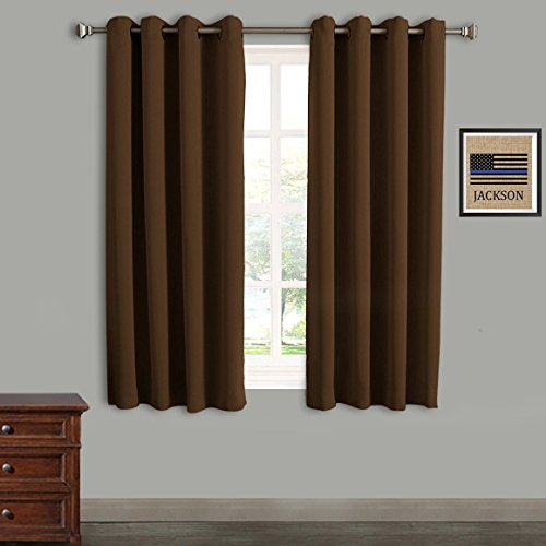 Product Cover Chocolate , 52 by 63 Inches 2 Panels : RHF Blackout Thermal Insulated Curtain - Antique Bronze Grommet Top for bedroom-Set of 2 Panels-52W by 63L Inches-Chocolate-5263p2