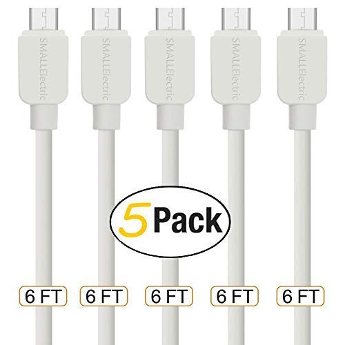 Product Cover Micro USB Cable Android, SMALLElectric (5-Pack, 6 FT) Long Charger USB to Micro USB Cables High Speed USB2.0 Sync and Charging Cord for Samsung, HTC, Xbox, PS4, Kindle, Nexus, MP3, Tablet and More