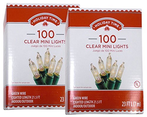 Product Cover Holiday Time 100 Clear Mini Lights - Green Wire - Indoor/Outdoor (2 Pack)
