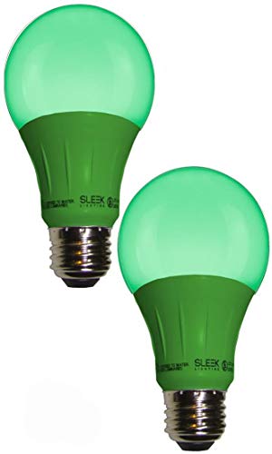 Product Cover Sleeklighting LED A19 Green Light Bulb, 120 Volt - 3-Watt Energy Saving - Medium Base - UL-Listed LED Bulb - Lasts More Than 20,000 Hours 2pack