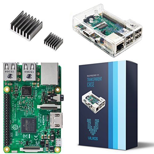 Product Cover Vilros Raspberry Pi 3 Model B with Clear Transparent Case and Set of 2 Heatsinks
