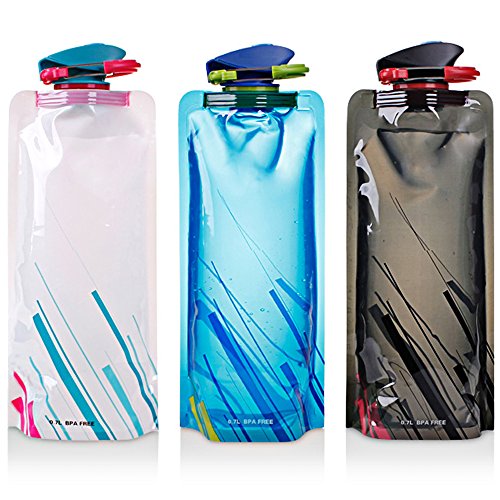 Product Cover maxin Foldable Water Bottle Set of 3, Flexible Collapsible 700ML Reusable Water Bottles for Hiking,Adventures, Traveling.