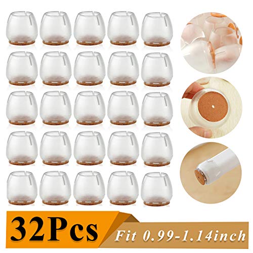 Product Cover 32 Pack Chair Leg Caps Silicone Floor Protector Round Furniture Table Feet Covers
