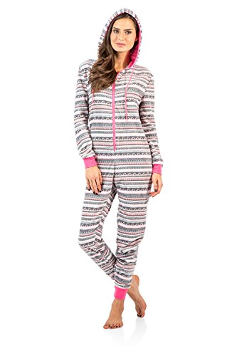 Product Cover Ashford & Brooks Women's Fleece Hooded One Piece Pajama Union Jumpsuit