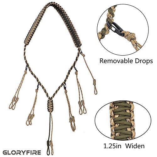 Product Cover GLORYFIRE Duck Call Lanyard with Removable Drops Secures 5 Call Military Grade Real Nylon Game Call Lanyard Hand Braided Camo 550LB Paracord Goose Calls for Hunting Predator Ducks Dog Whistle