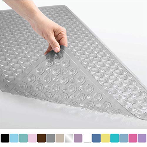Product Cover Gorilla Grip Original Patented Bath, Shower, Tub Mat, 35x16, Machine Washable, Antibacterial, BPA, Latex, Phthalate Free, Bathtub Mats with Drain Holes, Suction Cups, XL Size Bathroom Mats, Gray