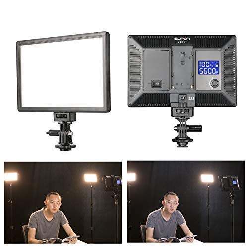 Product Cover SUPON LED-L122T RA CRI95 Super Slim LCD Display Lighting Panel,Portable Dimmable 3300K-5600K LED Video Light Compatible for Canon,Nikon,Pentax,Fuji,Sony,Olympus DSLR Cameras,DV Camcorder -(LED-L122)