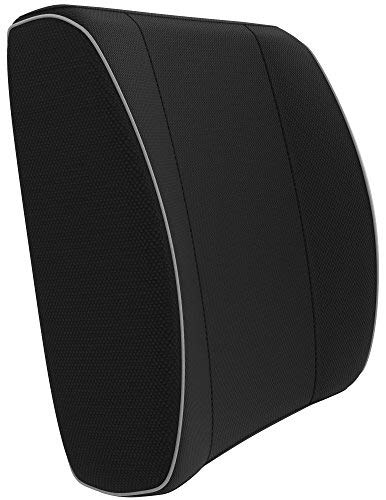 Product Cover Vremi Premium Memory Foam Lumbar Support Pillow - Chair Cushion for Lower Back Pain - Best Office Home Gaming Computer Desk and Car Chair with Adjustable Dual Straps for Work Or Travel - Black