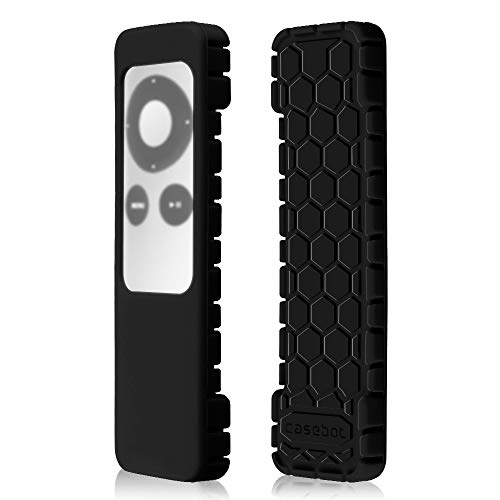 Product Cover Fintie Protective Case for Apple TV 2 3 Remote Controller - Casebot [Honey Comb Series] Light Weight [Anti Slip] Shock Proof Silicone Sleeve Cover, Black