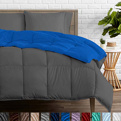 Product Cover Bare Home Reversible Comforter - Twin/Twin Extra Long - Goose Down Alternative - Ultra-Soft - Premium 1800 Series - Hypoallergenic - All Season Breathable Warmth (Twin/Twin XL, Grey/Medium Blue)