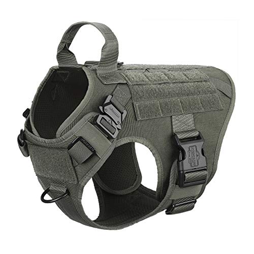 Product Cover ICEFANG Military Dog Harness Medium Breed,Tactical K9 Working Dog Vest,Molle Hook and Loop Self Adhesive Tape,No Pulling Front Clip, Metal Buckle Easy Put On Off (M (25