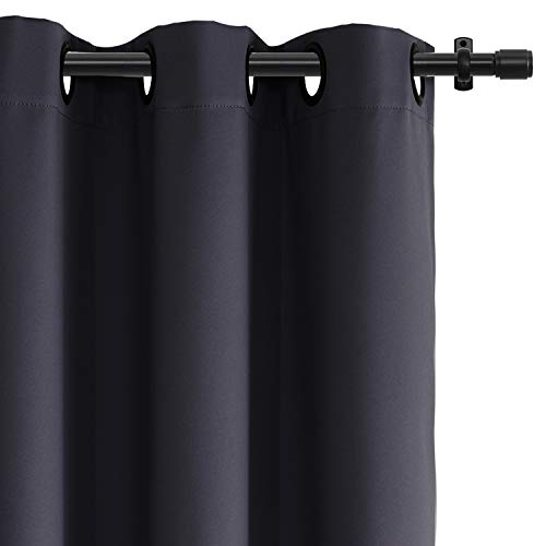 Product Cover Rose Home Fashion RHF Blackout Thermal Insulated Curtain - Antique Bronze Grommet Top for Bedroom & Living Room, Grommet Curtain: 1 Panel 52W by 84L Inches-Dark Grey-5284