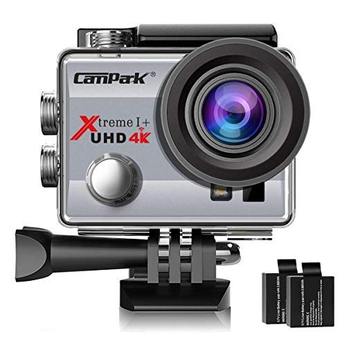 Product Cover Campark ACT74 Action Camera 4K 30fps WiFi Ultra HD Waterproof Sports Action Cam,Free Mounting Accessories 2 Rechargeable Batteries Bikes Motorbike Snorkeling(Silver)