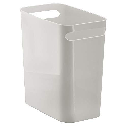 Product Cover mDesign Slim Plastic Rectangular Large Trash Can Wastebasket, Garbage Container with Handles for Bathroom, Kitchen, Home Office, Dorm, Kids Room - 12