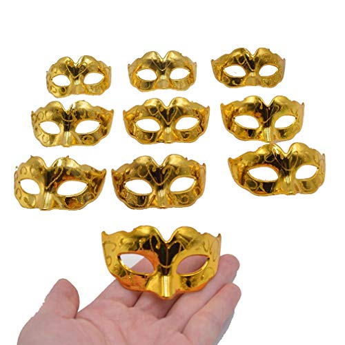 Product Cover Yiseng Mini Masquerade Masks Party Decorations 10pcs Set Small Venetian Masks Mardi Gras Novelty Gifts (Gold Color)