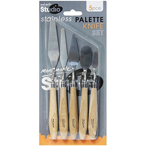 Product Cover Mont Marte Studio Palette Knife Set, 5 Piece. Selection of Different Sizes and Styles of Stainless Steel Palette Knives.