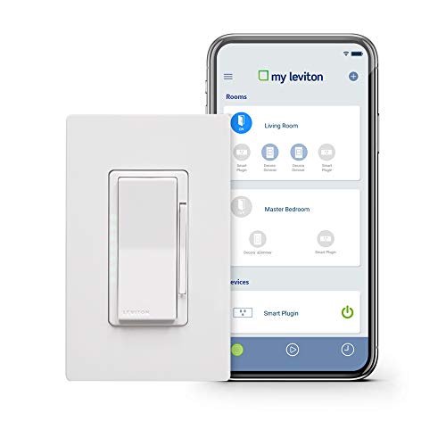 Product Cover Leviton DW6HD-1BZ Decora Smart Wi-Fi 600W Incandescent/300W LED Dimmer, No Hub Required, Works with Alexa, Google Assistant and Nest, White
