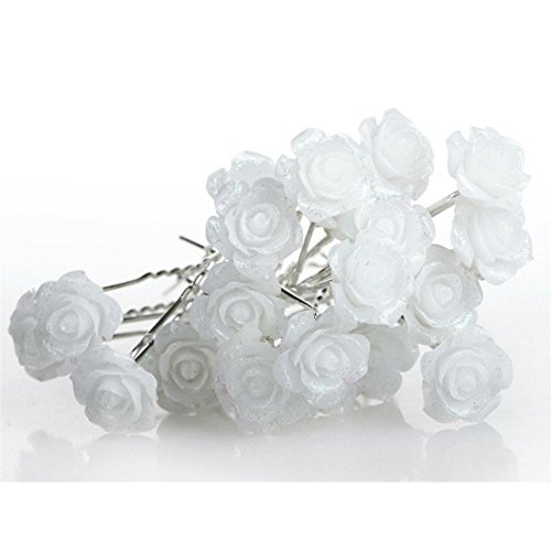 Product Cover AKOAK 20 Pcs Bridal Wedding Hair Pins, White Rose Flower Hair Pins