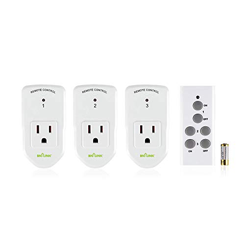 Product Cover BN-LINK Wireless Remote Control Electrical Outlet Switch for Lights, Fans, Christmas Lights, Small Appliance, Long Range White (Learning Code, 3Rx-1Tx) 1200W/10A