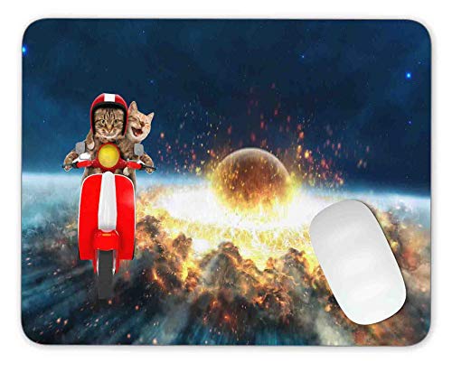 Product Cover Two Funny Cats are Driving a Moped Mouse pad Gaming Mouse pad Mousepad Nonslip Rubber Backing
