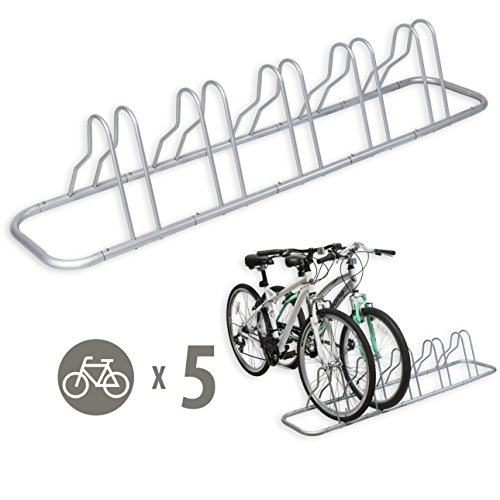Product Cover SimpleHouseware 5 Bike Bicycle Floor Parking Adjustable Storage Stand, Silver