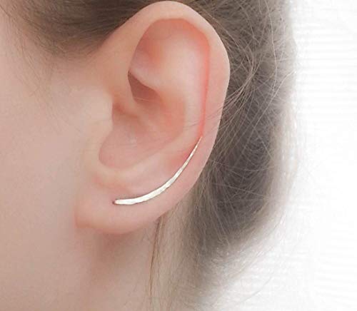 Product Cover Ear Climber Earrings Long Sterling Silver Climbers Crawler Bar Studs